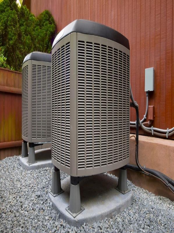 Air Conditioners outside a building.