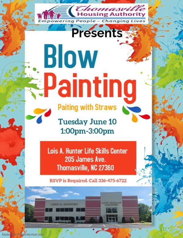 Blow Painting Flyer. All information as listed below.