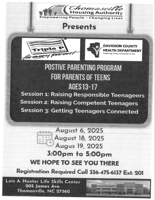 positive parenting 13-17 flyer. All information as listed below.