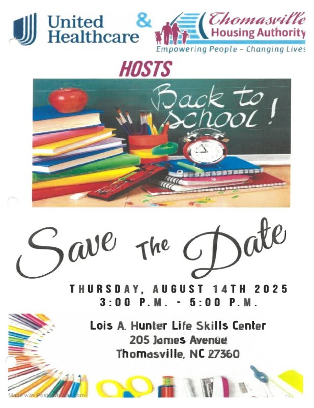 Back to School Event flyer. All information as listed below.