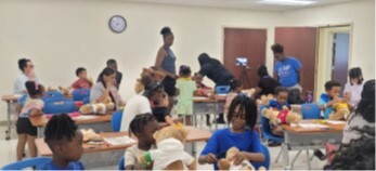 Residents at the Build-a-Bear workshop.