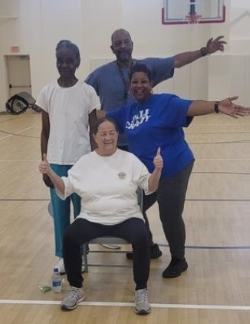Four attendees of the Monday senior citizens workout.