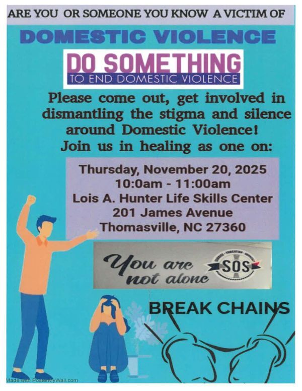 Domestic Violence Flyer, the information on the flyer is in the text above. 