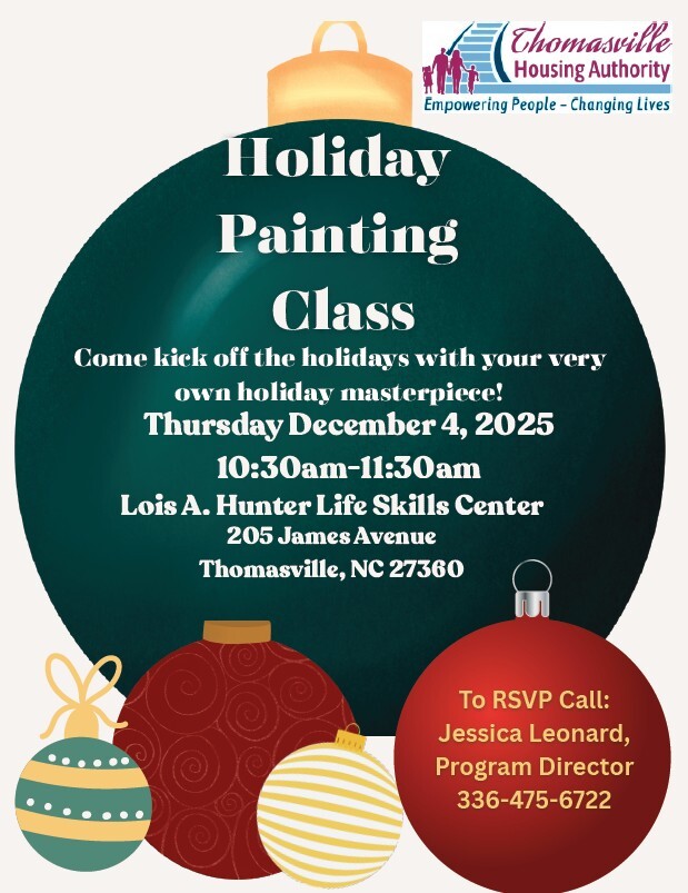 Holiday Painting Class flyer. All information as listed below.