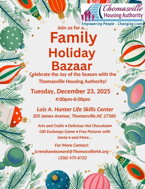 Family Holiday Bazaar Flyer. All information as listed below.