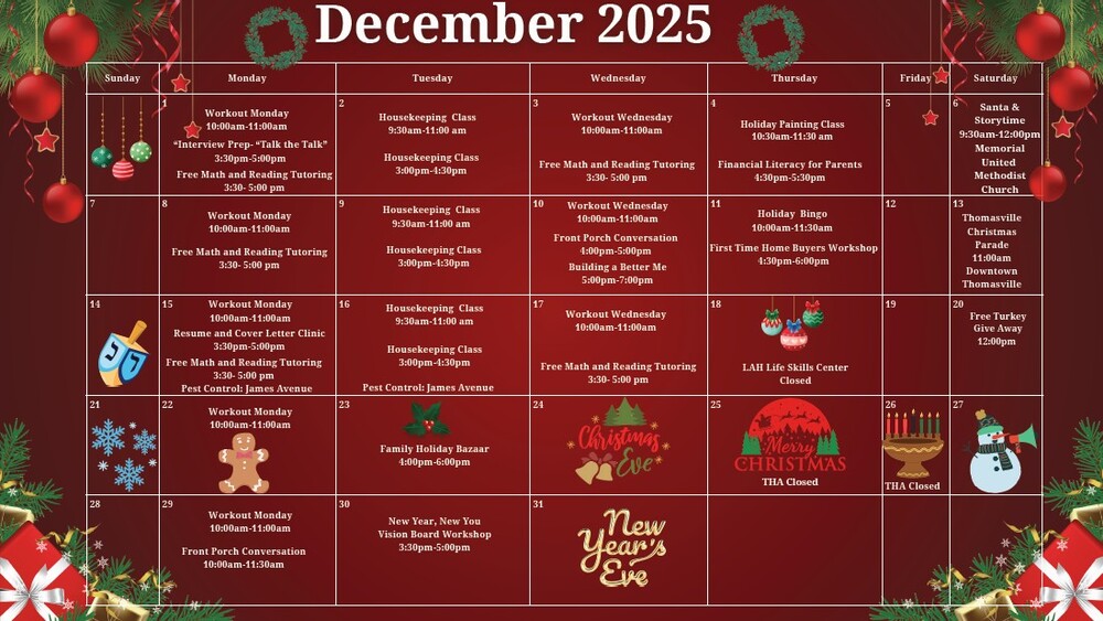 December 2025 calendar. All information as listed above.