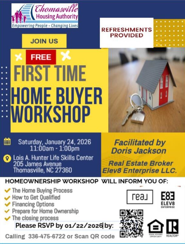 First time homebuyer workshop flyer. All information as listed below.