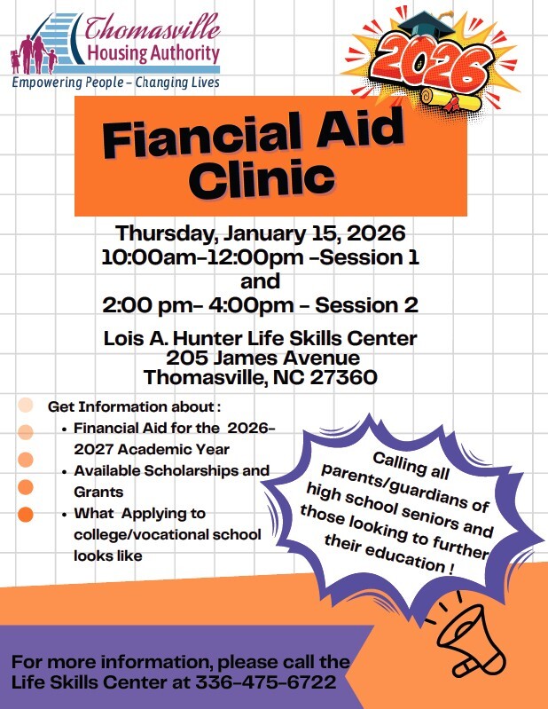Financial Aid Clinic flyer. All information as listed below.