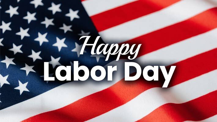 Happy Labor Day. An American flag background.