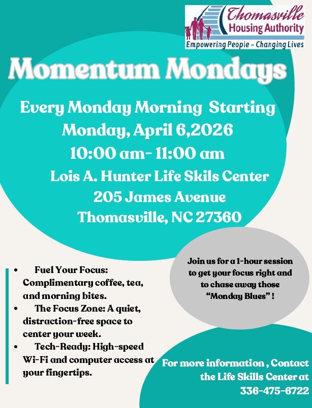 Momentum Mondays flyer. All information as listed below.