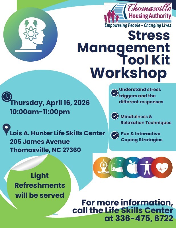Stress Management flyer. All information as listed below.