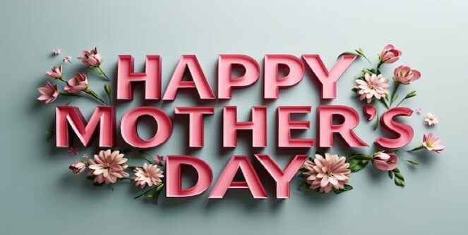 Happy Mothers Day with flowers around it.