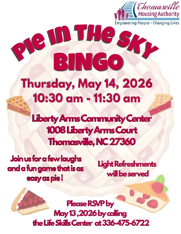 Pie in the Sky Bingo flyer. All information as listed below.