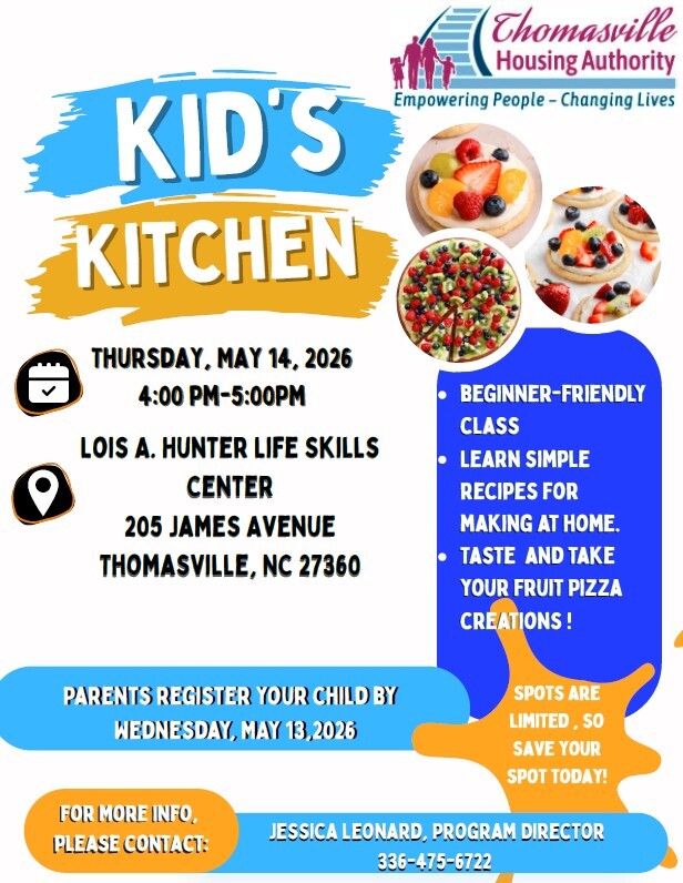 Kids Kitchen flyer. All information as listed below.