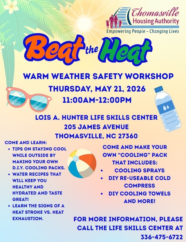 Beat the heat flyer. All information as listed below.