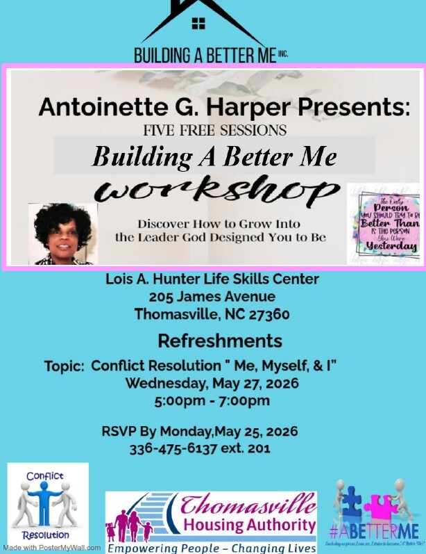 Building a Better Me flyer. All information as listed below.