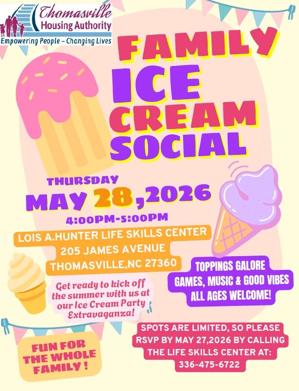 Family Ice Cream Social flyer. All information as listed below.