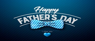 Happy Fathers Day with a blue bowtie and a blue heart.