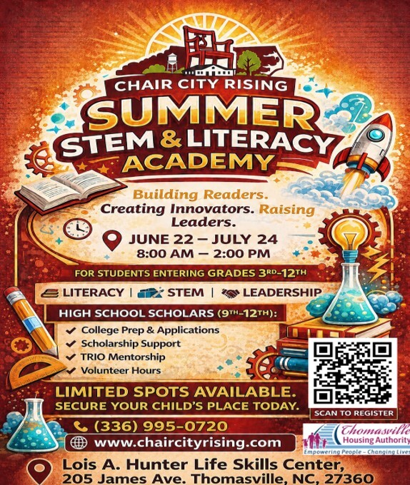 Summer STEM Academy flyer. All information as listed below.