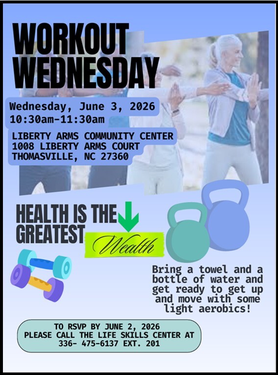 Workout Wednesday flyer. All information as listed below.