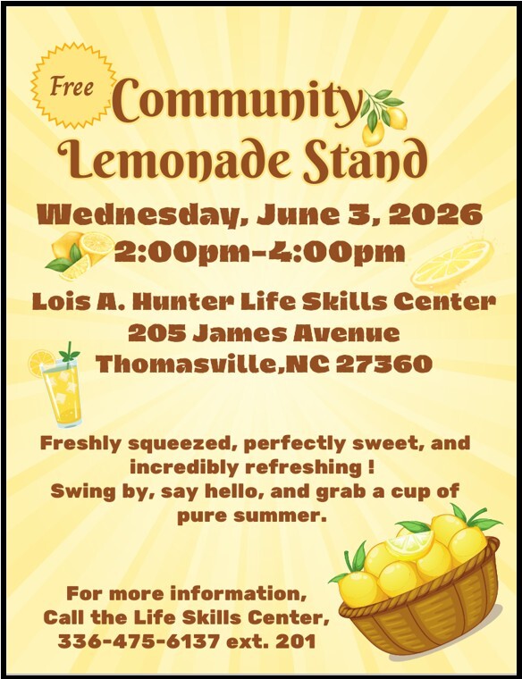 Lemonade Stand flyer. All information as listed below.
