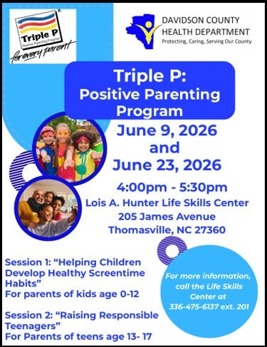Triple P Parenting Program flyer. All information as listed below.