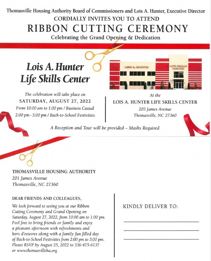 Ribbon Cutting Ceremony Invite. All information from this flyer is as listed above.