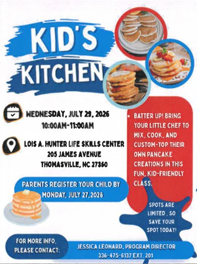Kids Kitchen flyer. All information as listed below.