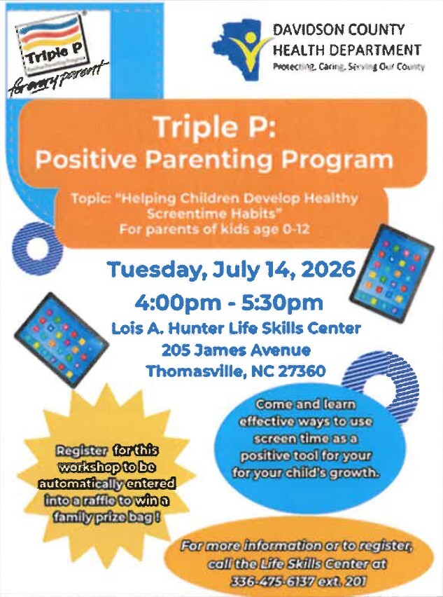 Triple P Parenting flyer. All information as listed below.
