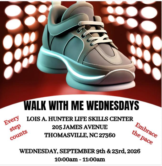 Flyer for Walk with me Wednesdays. All information as listed below.
