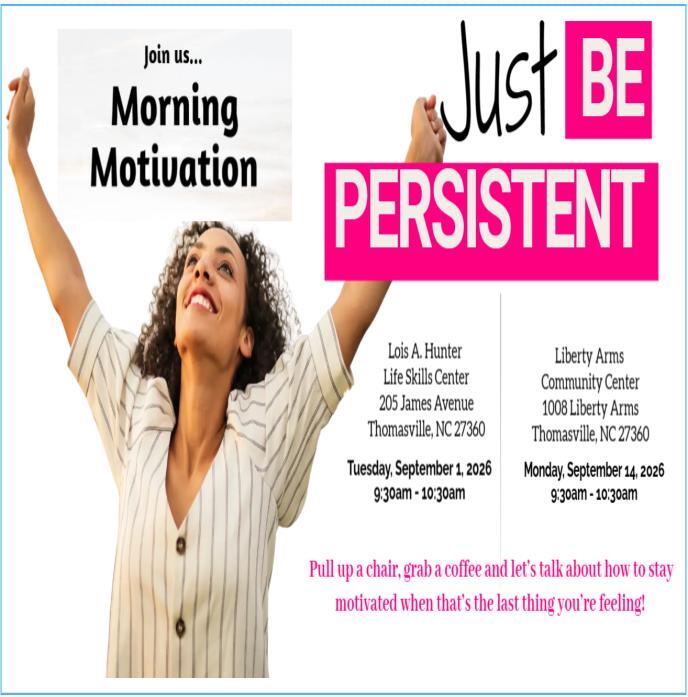 Morning Motivation flyer. All information as listed below.
