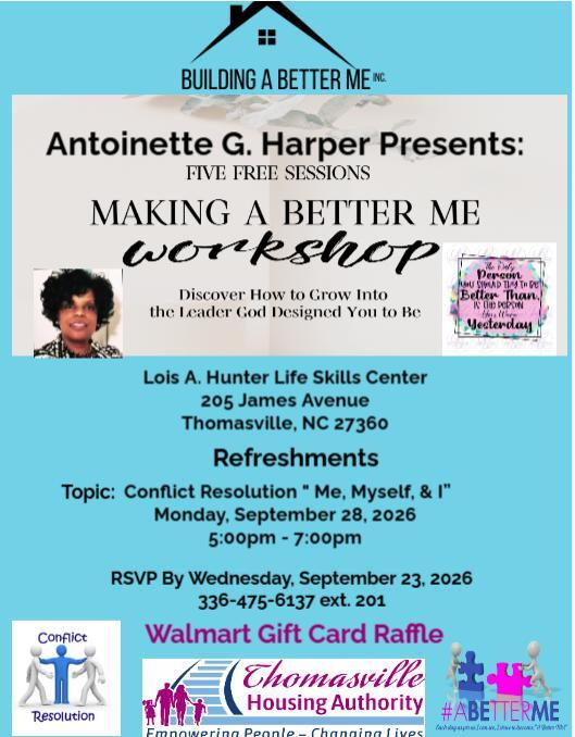Making a Better me Workshop flyer. All information as listed below.