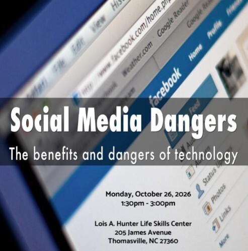 Social Media Dangers flyer. All information as listed below.